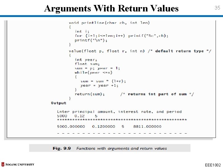 Arguments With Return Values 35 EEE 1002 Arguments With Return Values 35 EEE 1002