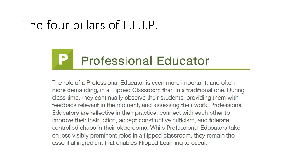 The four pillars of F. L. I. P. 