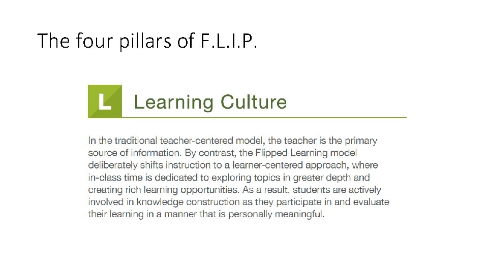 The four pillars of F. L. I. P. 