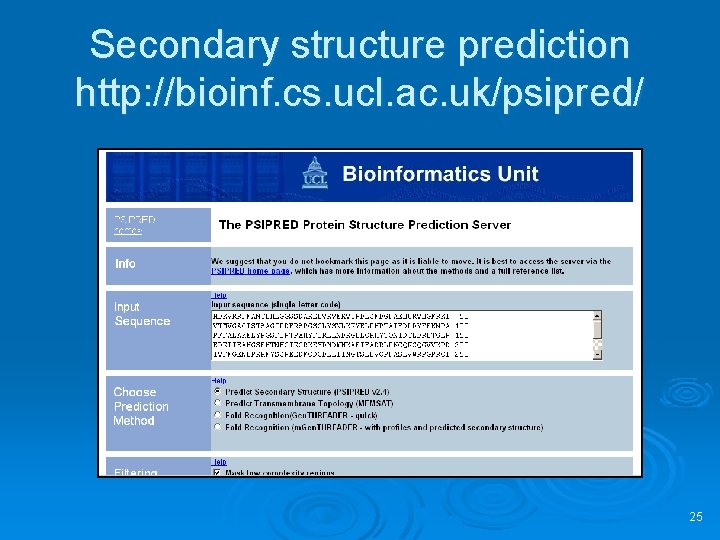 Secondary structure prediction http: //bioinf. cs. ucl. ac. uk/psipred/ 25 