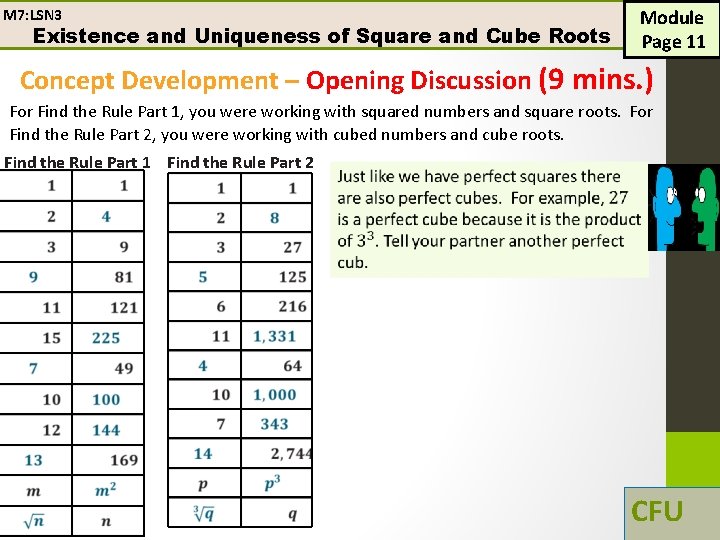 M 7: LSN 3 Existence and Uniqueness of Square and Cube Roots Module Page