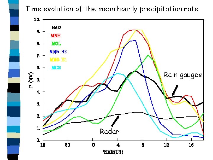 Time evolution of the mean hourly precipitation rate Rain gauges Radar 