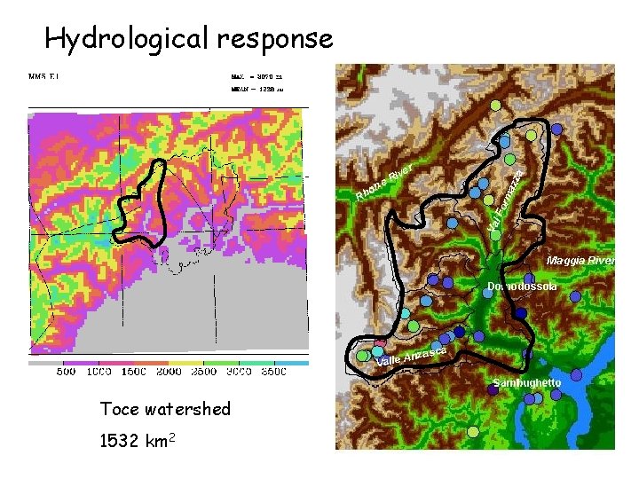 Hydrological response Toce watershed 1532 km 2 