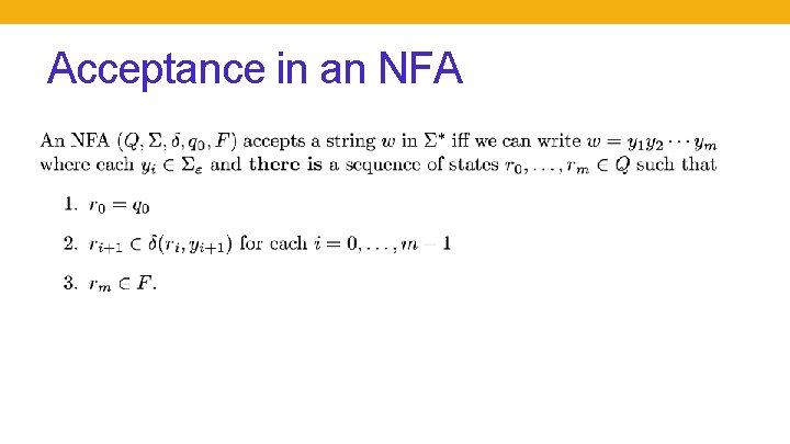 Acceptance in an NFA 