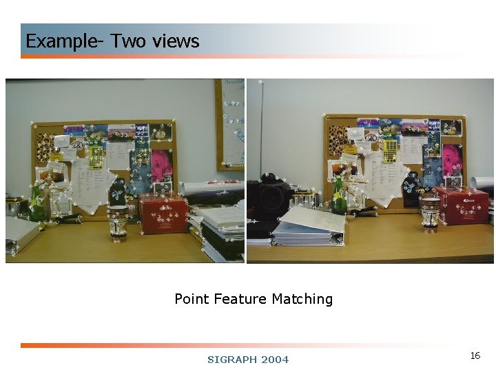 Example- Two views Point Feature Matching SIGRAPH 2004 16 