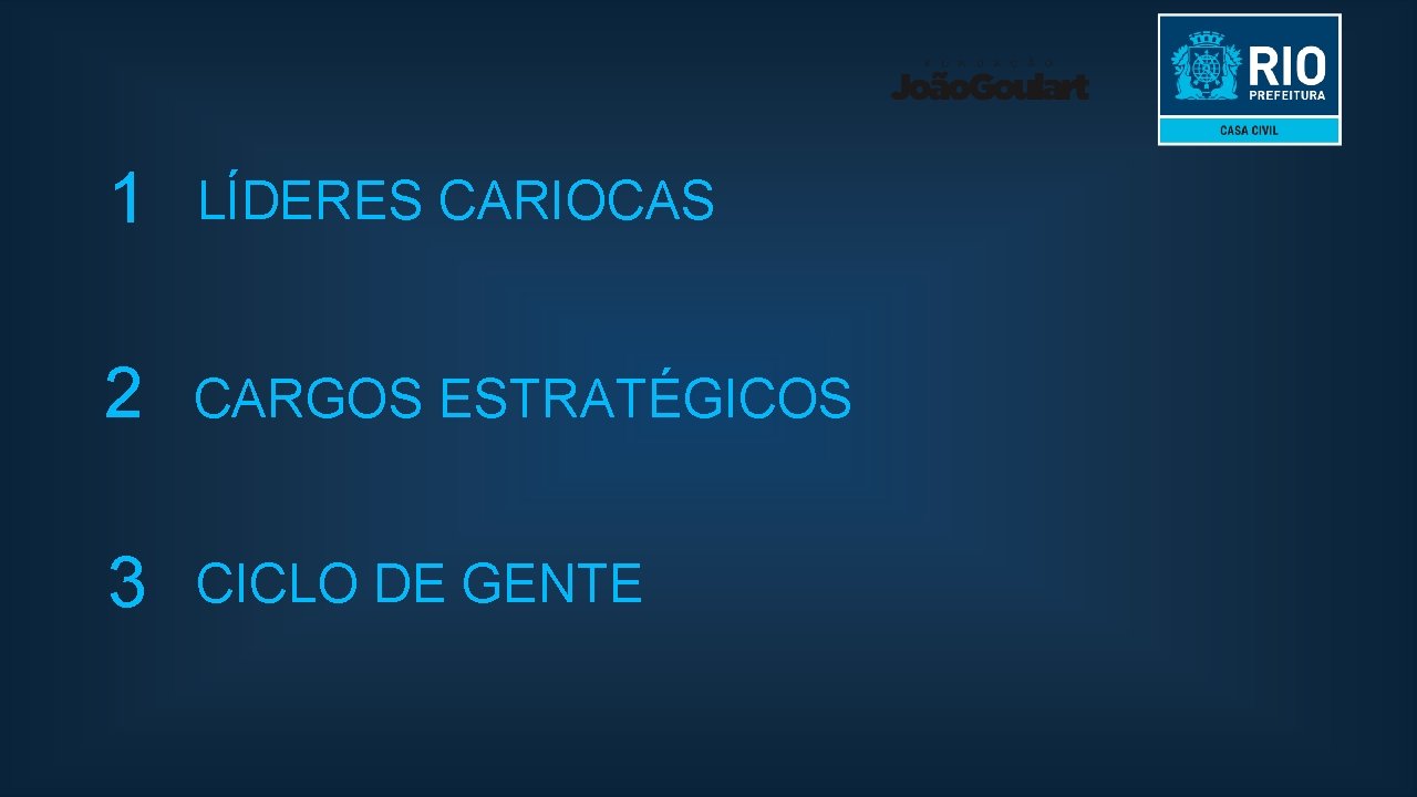 1 LÍDERES CARIOCAS 2 CARGOS ESTRATÉGICOS 3 CICLO DE GENTE 