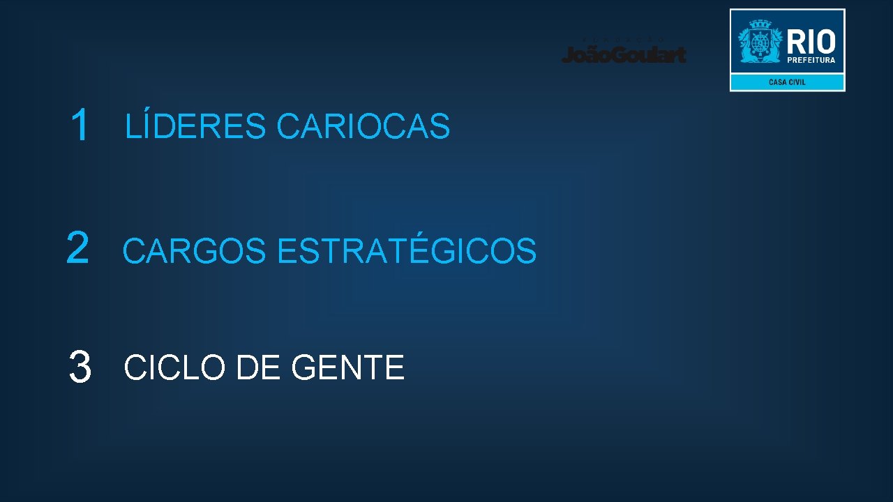 1 LÍDERES CARIOCAS 2 CARGOS ESTRATÉGICOS 3 CICLO DE GENTE 