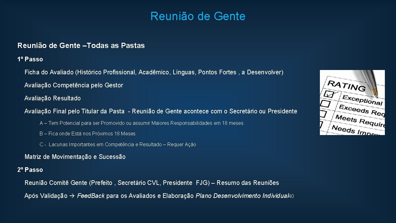 Reunião de Gente –Todas as Pastas 1º Passo ü Ficha do Avaliado (Histórico Profissional,