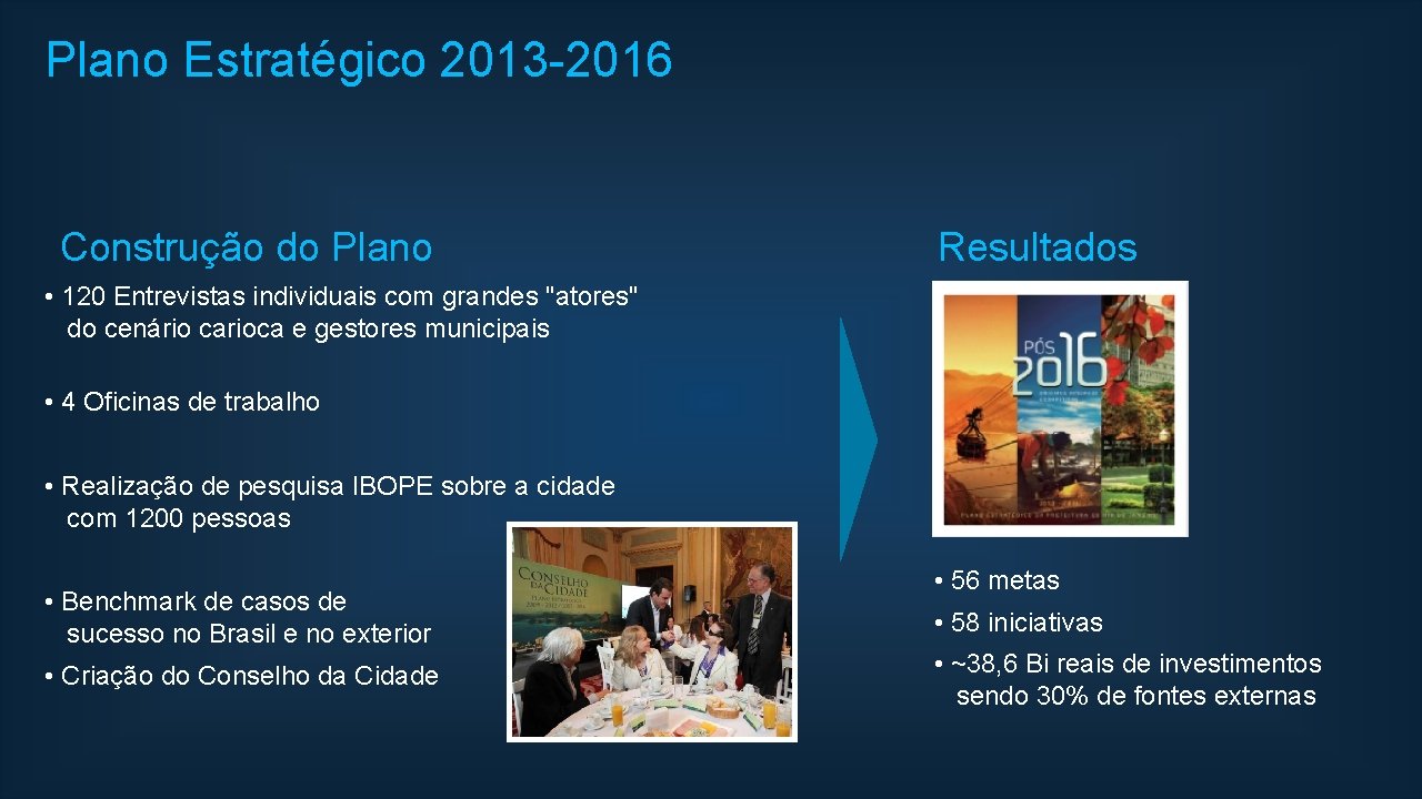 Plano Estratégico 2013 -2016 Construção do Plano Resultados • 120 Entrevistas individuais com grandes