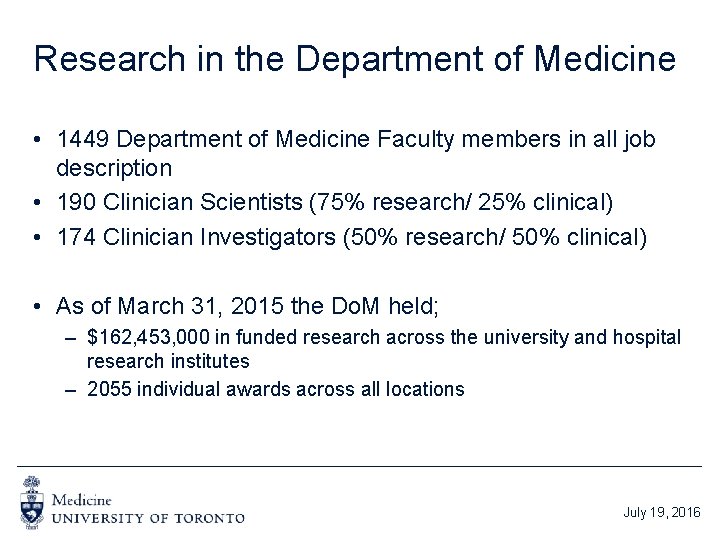 Research in the Department of Medicine • 1449 Department of Medicine Faculty members in