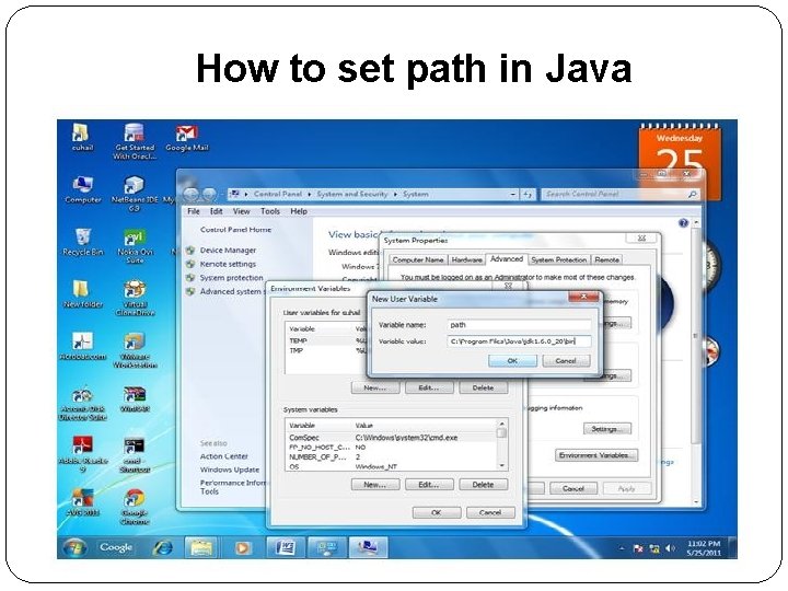 How to set path in Java 