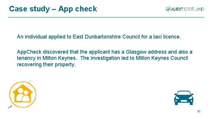 Case study – App check An individual applied to East Dunbartonshire Council for a