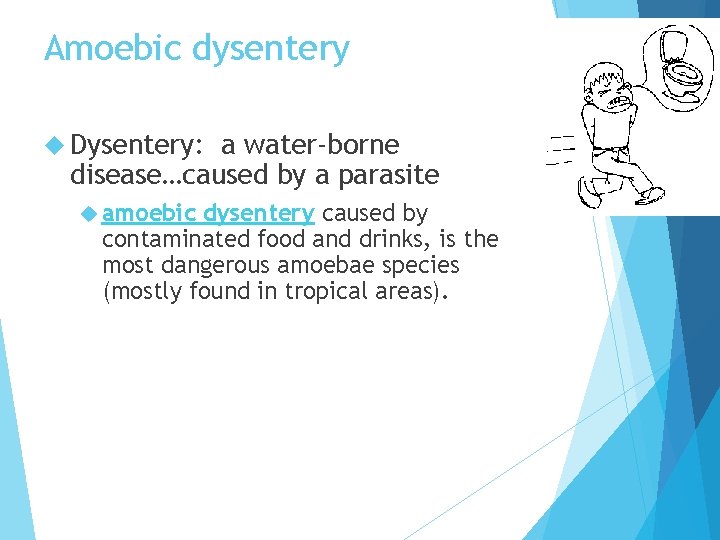 Amoebic dysentery Dysentery: a water-borne disease…caused by a parasite amoebic dysentery caused by contaminated