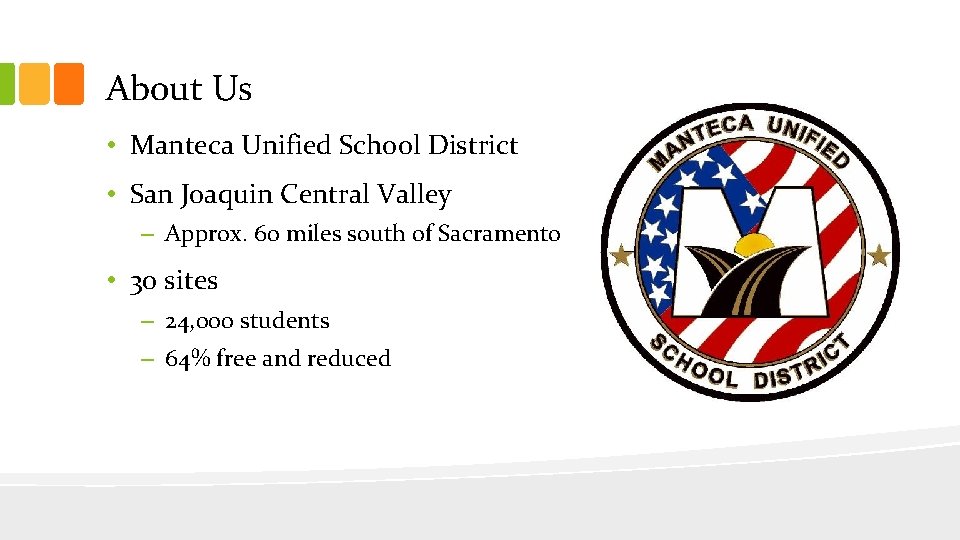 About Us • Manteca Unified School District • San Joaquin Central Valley – Approx. About Us • Manteca Unified School District • San Joaquin Central Valley – Approx.