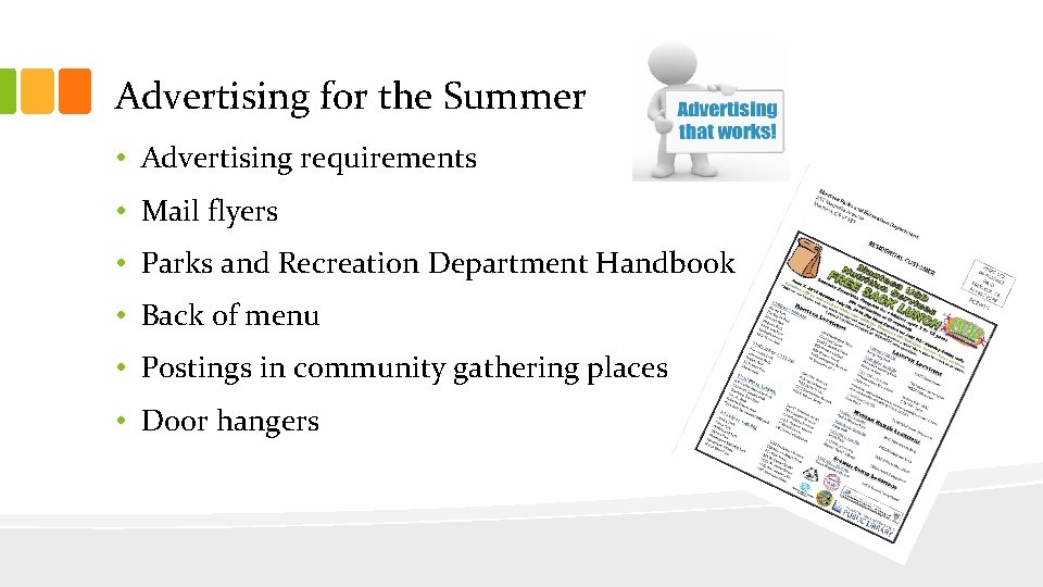 Advertising for the Summer • Advertising requirements • Mail flyers • Parks and Recreation Advertising for the Summer • Advertising requirements • Mail flyers • Parks and Recreation