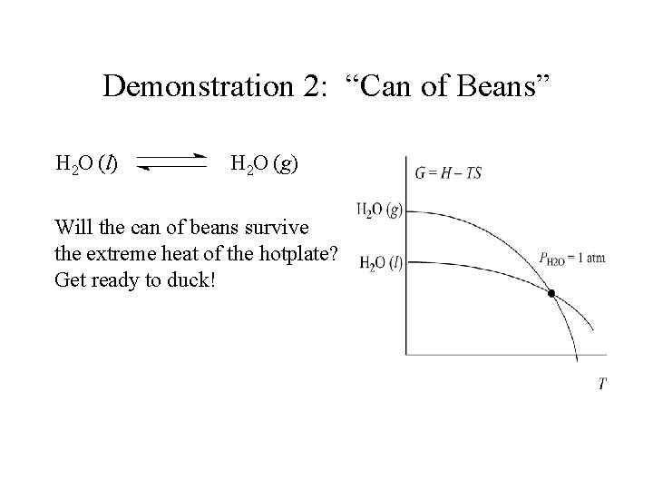 Demonstration 2: “Can of Beans” H 2 O (l) H 2 O (g) Will