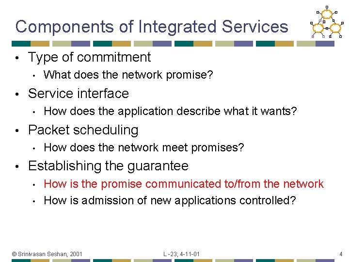Components of Integrated Services • Type of commitment • • Service interface • • Components of Integrated Services • Type of commitment • • Service interface • •