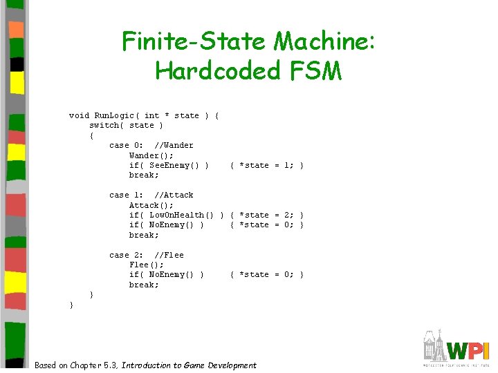 Finite-State Machine: Hardcoded FSM void Run. Logic( int * state ) { switch( state Finite-State Machine: Hardcoded FSM void Run. Logic( int * state ) { switch( state