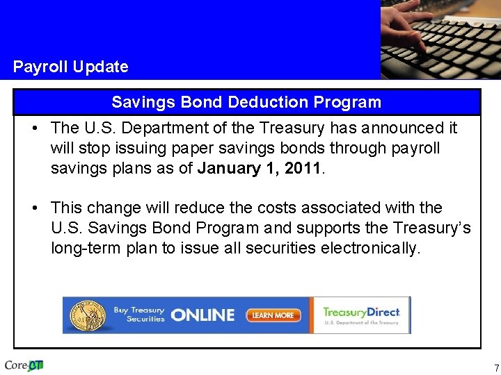 Payroll Update Savings Bond Deduction Program • The U. S. Department of the Treasury