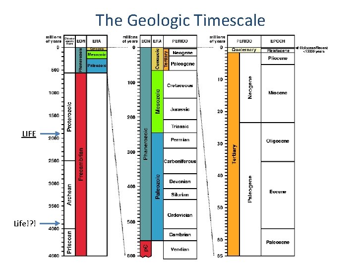 The Geologic Timescale LIFE Life!? ! 