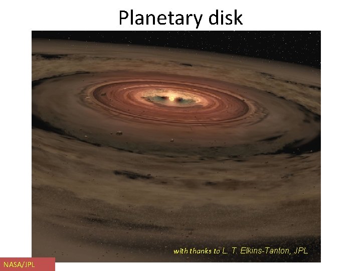 Planetary disk with thanks to L. T. Elkins-Tanton, JPL NASA/JPL 