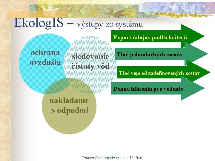 Ekolog. IS – výstupy zo systému Export údajov podľa kritérií ochrana ovzdušia sledovanie čistoty