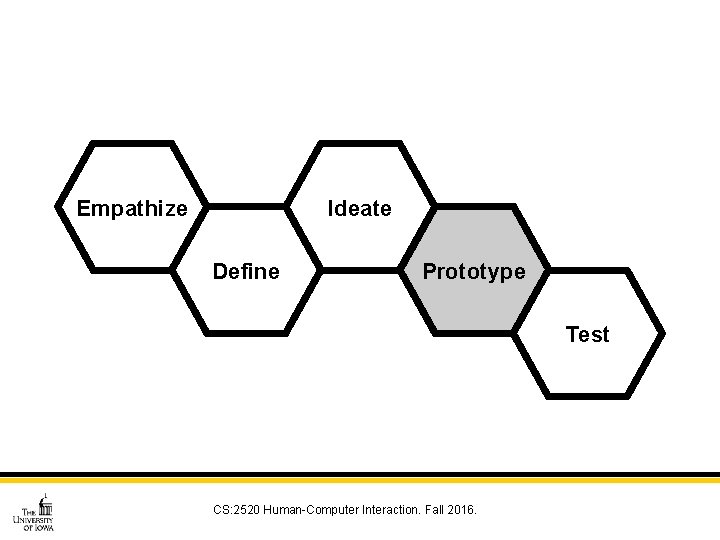 Empathize Ideate Define Prototype Test CS: 2520 Human-Computer Interaction. Fall 2016. 