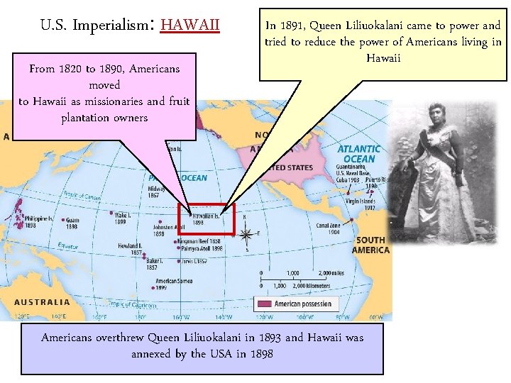 U. S. Imperialism: HAWAII From 1820 to 1890, Americans moved to Hawaii as missionaries