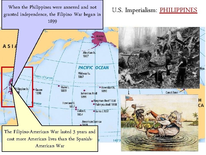 When the Philippines were annexed and not granted independence, the Filipino War began in