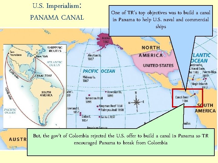 U. S. Imperialism: PANAMA CANAL One of TR’s top objectives was to build a