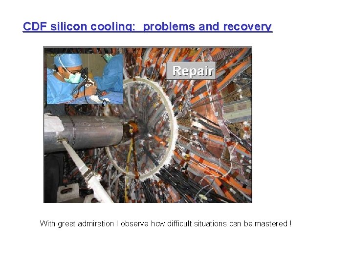 CDF silicon cooling: problems and recovery With great admiration I observe how difficult situations