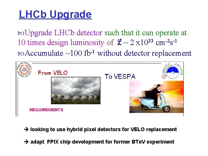 LHCb Upgrade LHCb detector such that it can operate at 10 times design luminosity LHCb Upgrade LHCb detector such that it can operate at 10 times design luminosity