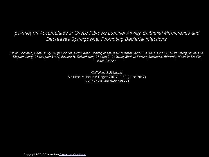 β 1 -Integrin Accumulates in Cystic Fibrosis Luminal Airway Epithelial Membranes and Decreases Sphingosine,