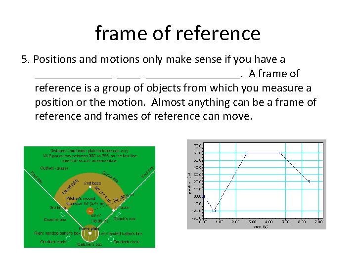 frame of reference 5. Positions and motions only make sense if you have a