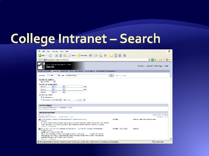 College Intranet – Search College Intranet – Search