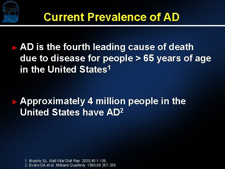 Current Prevalence of AD ► AD is the fourth leading cause of death due
