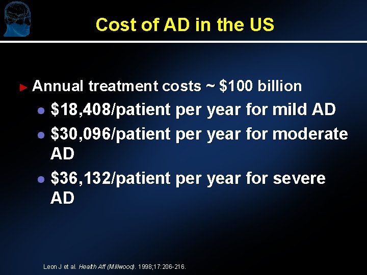 Cost of AD in the US ► Annual treatment costs ~ $100 billion $18,