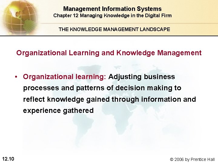 Management Information Systems Chapter 12 Managing Knowledge in the Digital Firm THE KNOWLEDGE MANAGEMENT Management Information Systems Chapter 12 Managing Knowledge in the Digital Firm THE KNOWLEDGE MANAGEMENT