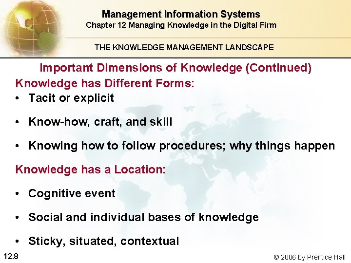 Management Information Systems Chapter 12 Managing Knowledge in the Digital Firm THE KNOWLEDGE MANAGEMENT Management Information Systems Chapter 12 Managing Knowledge in the Digital Firm THE KNOWLEDGE MANAGEMENT
