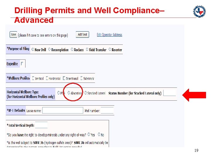 Drilling Permits and Well Compliance– Advanced 19 