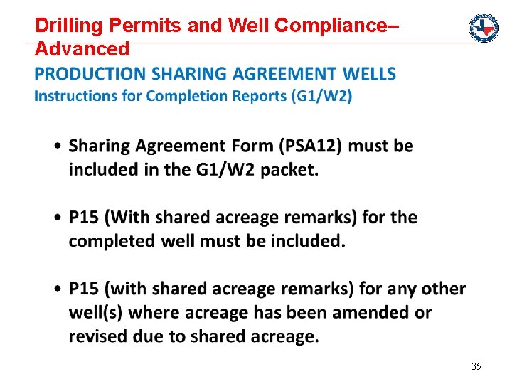 Drilling Permits and Well Compliance– Advanced 35 