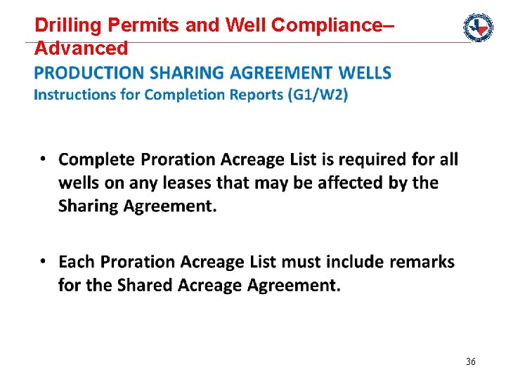 Drilling Permits and Well Compliance– Advanced 36 