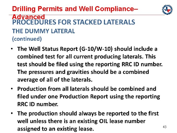 Drilling Permits and Well Compliance– Advanced 43 