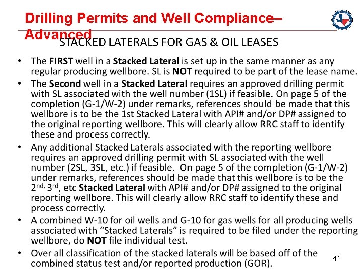 Drilling Permits and Well Compliance– Advanced 44 