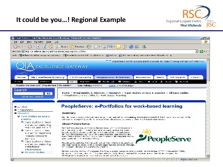 It could be you…! Regional Example 