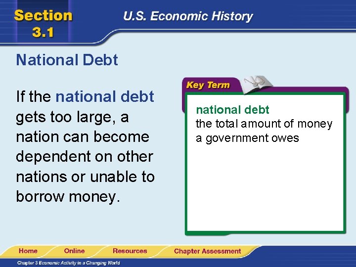 National Debt If the national debt gets too large, a nation can become dependent