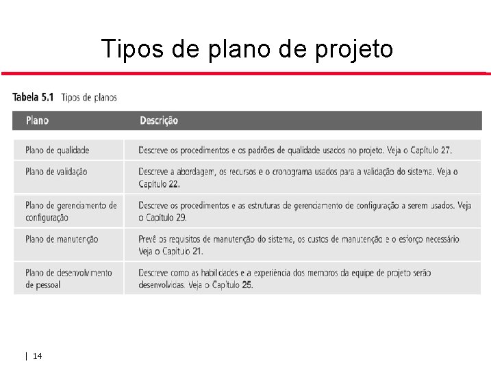 Tipos de plano de projeto | 14 