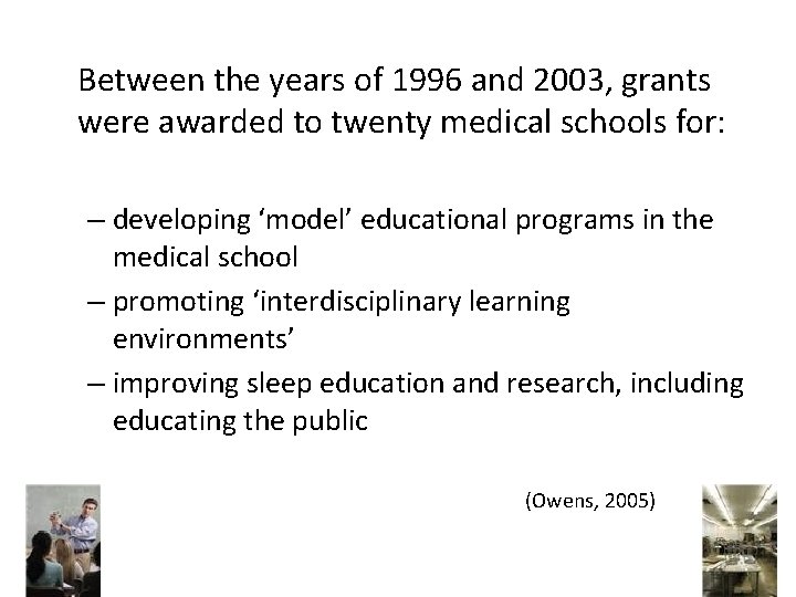 Between the years of 1996 and 2003, grants were awarded to twenty medical schools
