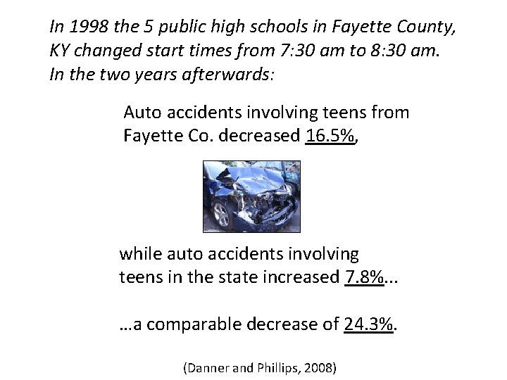 In 1998 the 5 public high schools in Fayette County, KY changed start times