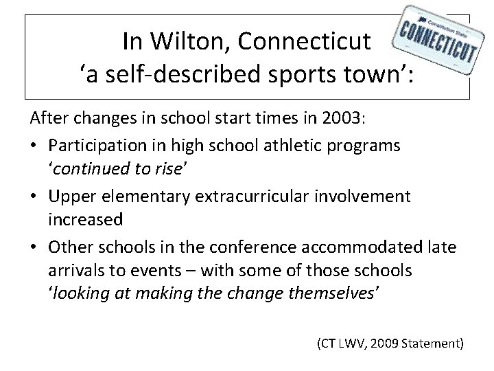 In Wilton, Connecticut ‘a self-described sports town’: After changes in school start times in